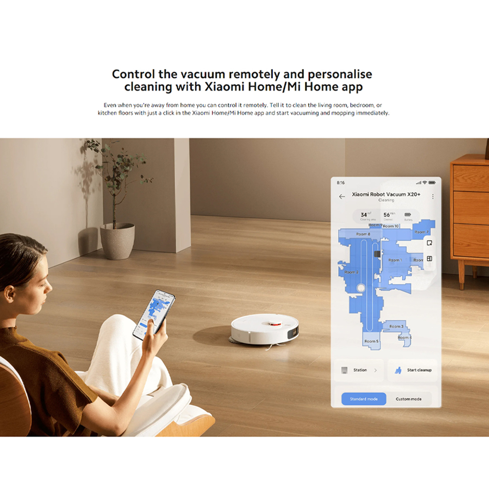 Xiaomi 75W Robot Vacuum X20+ | All-in-one smart base station | Enhanced vacuuming and mopping performance | LDS laser navigation | 1  Year General Warranty