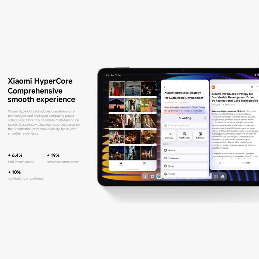 Xiaomi Pad 7 8GB+128GB/ 8GB+256GB | Qualcomm SM7675-AB Snapdragon 7+ Gen 3 (4 nm) | 11.2 inch, PS LCD | 13MP Main Camera | Li-Po 8850 mAh,Fast charging 45W