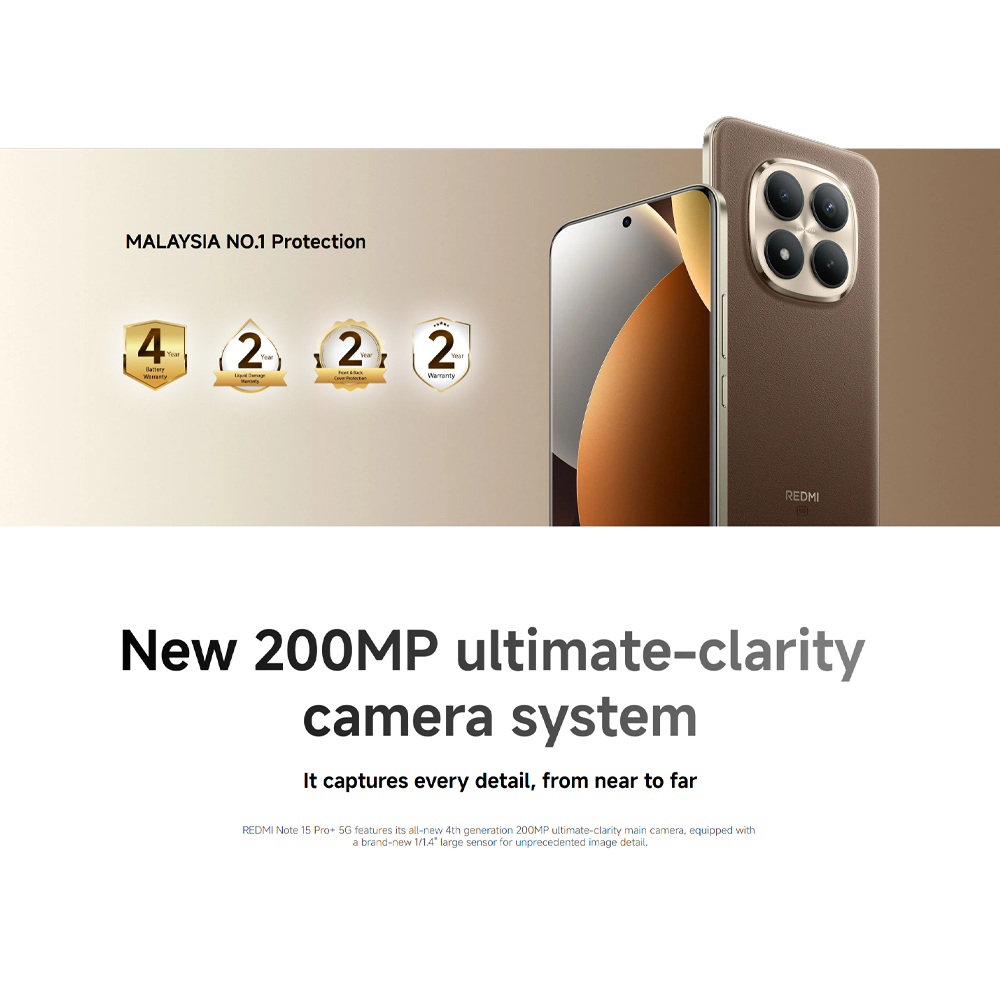 Xiaomi REDMI Note 15 Pro+ 5G 12GB+256GB/12GB+512GB | 6.83", AMOLED | 200MP Rear Camera | Qualcomm SM7635-AC Snapdragon 7s Gen 4 (4 nm) | Li-Po 6500mAh