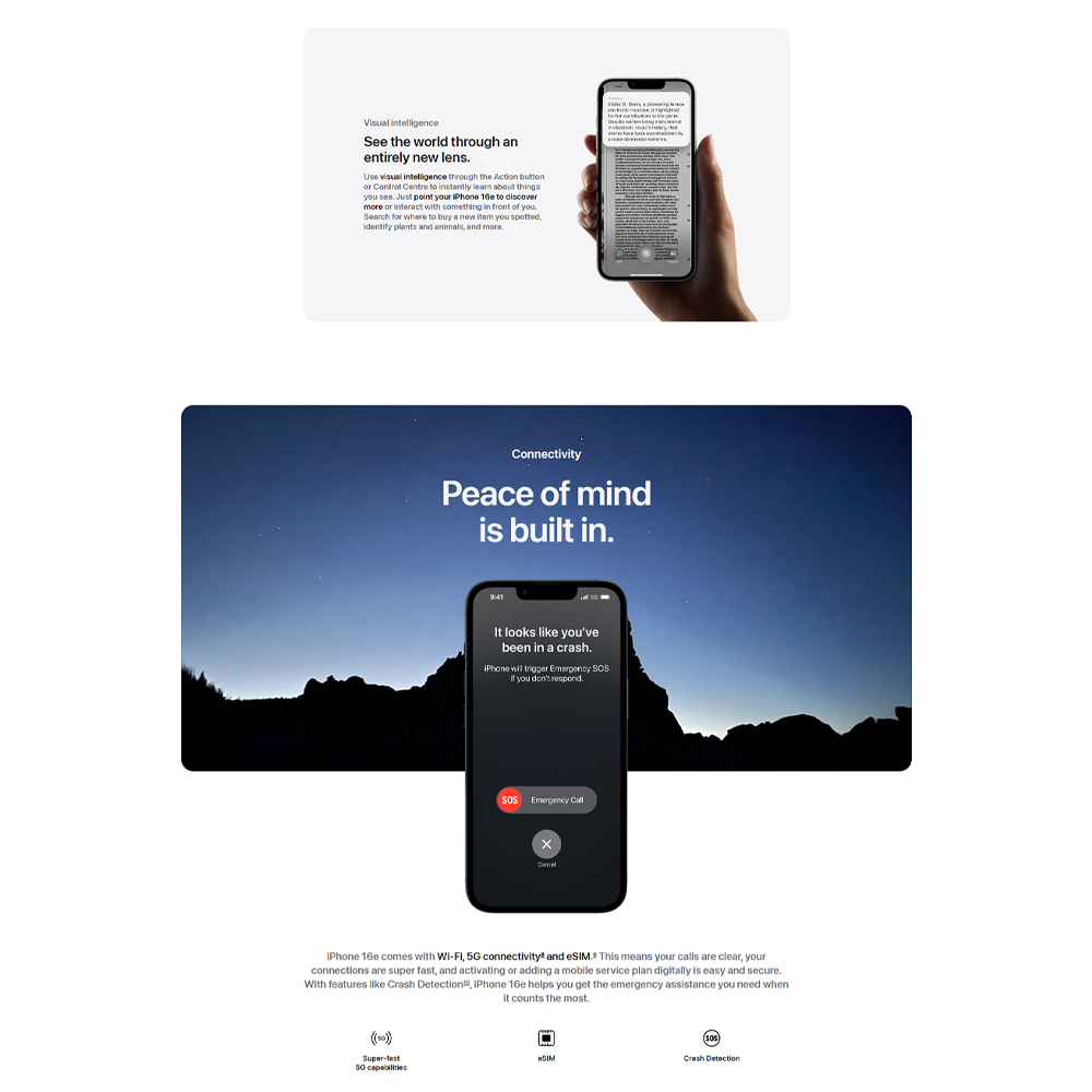 Apple iPhone 16e | 6.1″ , Super Retina XDR display | 48MP Main Camera | A18 chip with 4‑core GPU | Smartphone with 1 Year Warranty