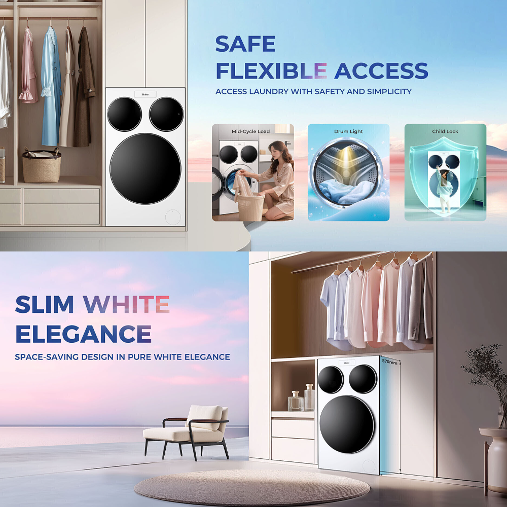 HAIER 12KG Multiwash 3-Drum DD Inverter Front Load Washing Machine HW140-BD14697WU1 |Direct Drive Inverter| Wifi Compatible