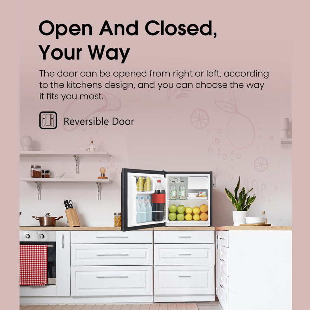 HISENSE 60L Minibar RR60D4ABN Single Door Fridge Mini Bar Refrigerator | Reversible Door | Separate Chiller Zone | Adjustable Thermostat