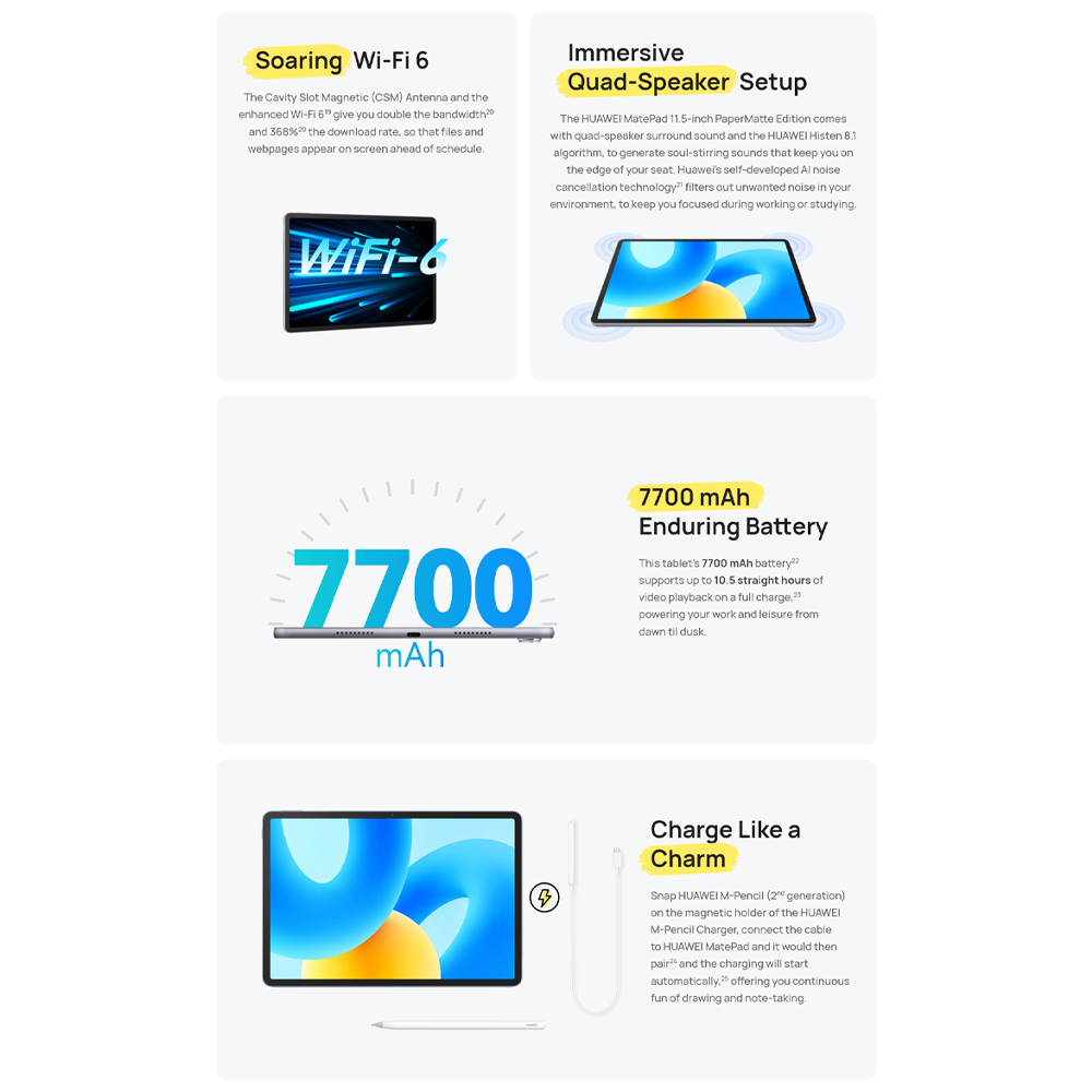 HUAWEI MatePad 11.5''S PaperMatte Edition 2024 8GB+256GB | Super Device, Floating Multi-Window6 | Crystal-clear and Eye-soothing PaperMatte Display | HUAWEI Notes,5 Easy Recording and Reviewing | 1  Year General Warranty