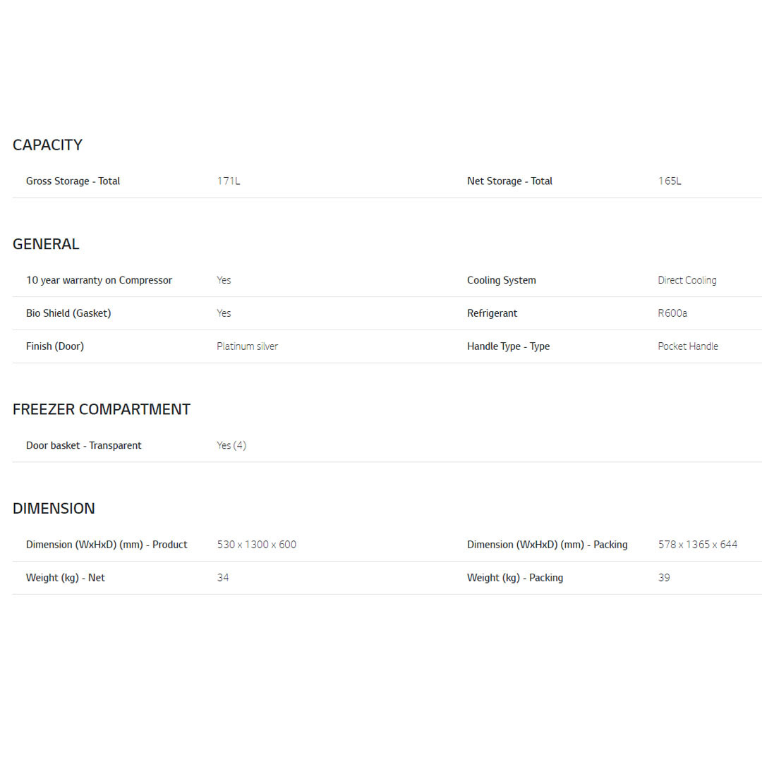 LG 171L Smart Inverter Upright Freezer GN-304SHBR / GN-304SLBR | Vertical Freezer | 6 Freezer Shelves | 4 Door Baskets | Sleek Design