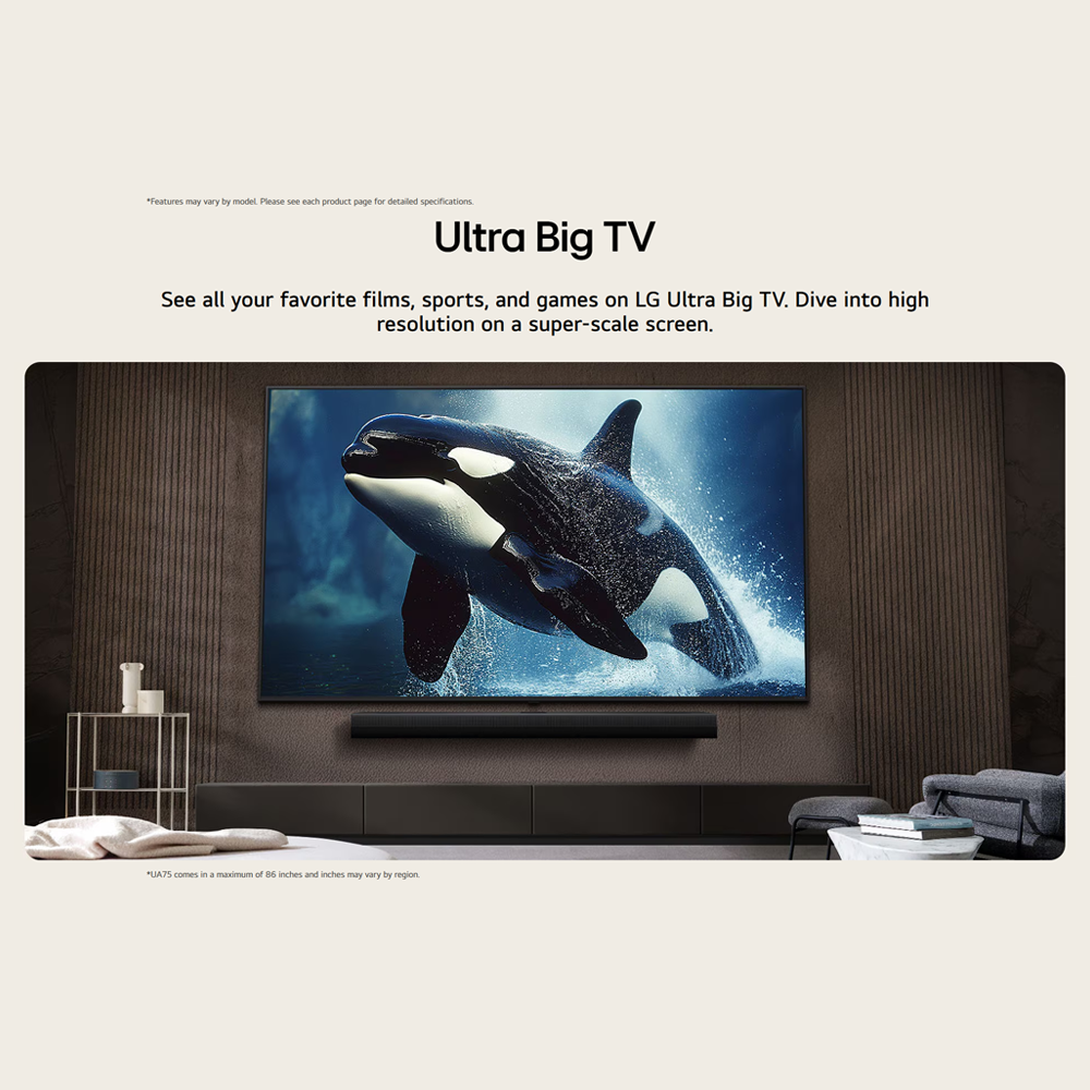 LG 75"/86" 4K UHD AI TV UA84 Smart TV 75UA8450PSA/ 86UA8450PSA | 4K HDR10 Pro | 7 4K AI Processor Gen8 | AI Sound Pro | FILMMAKER MODE