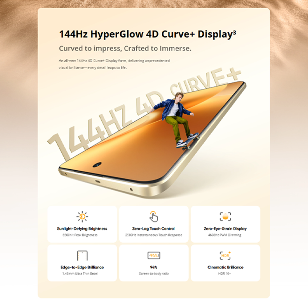 realme 15 Pro 5G 12GB+512GB | Snapdragon® 7 Gen 4 | 144Hz HyperGlow 4D Curve+ Display | 7000mAh Titan Battery