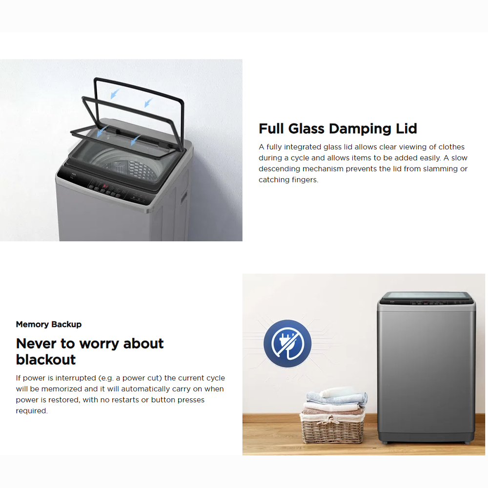 TCL 7KG/11KG Top Load Washing Machine TWA70-A101M-09/ TWA110-F307GM-09 | Fuzzy Control | Magic Filter | Drum Clean | TCL Honeycomb Drum |  Child Lock | 24 Hours Delay | Memory Backup