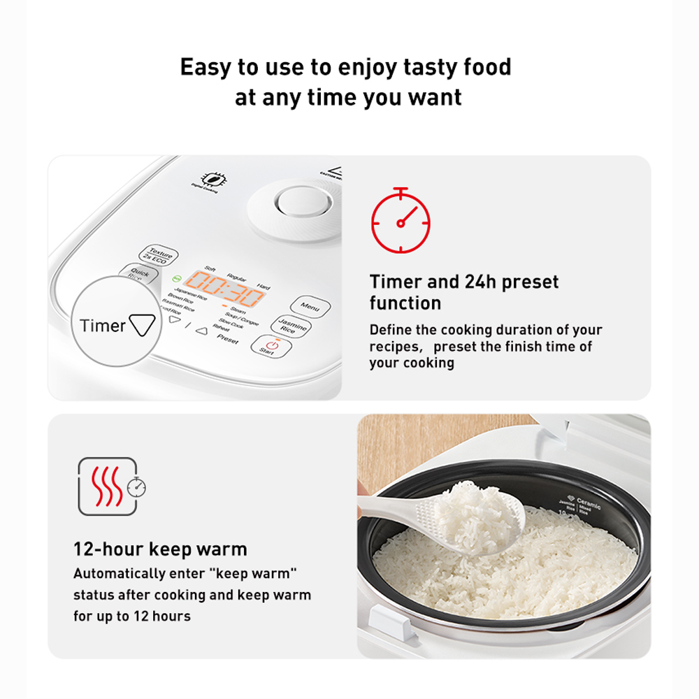 Tefal 1.8L Delirice Max Fuzzy Logic Rice Cooker RK7711 / RK7778 | 3D Max technology | Exclusive spherical pot | Up to 10% energy savings |  Smart digital cooking