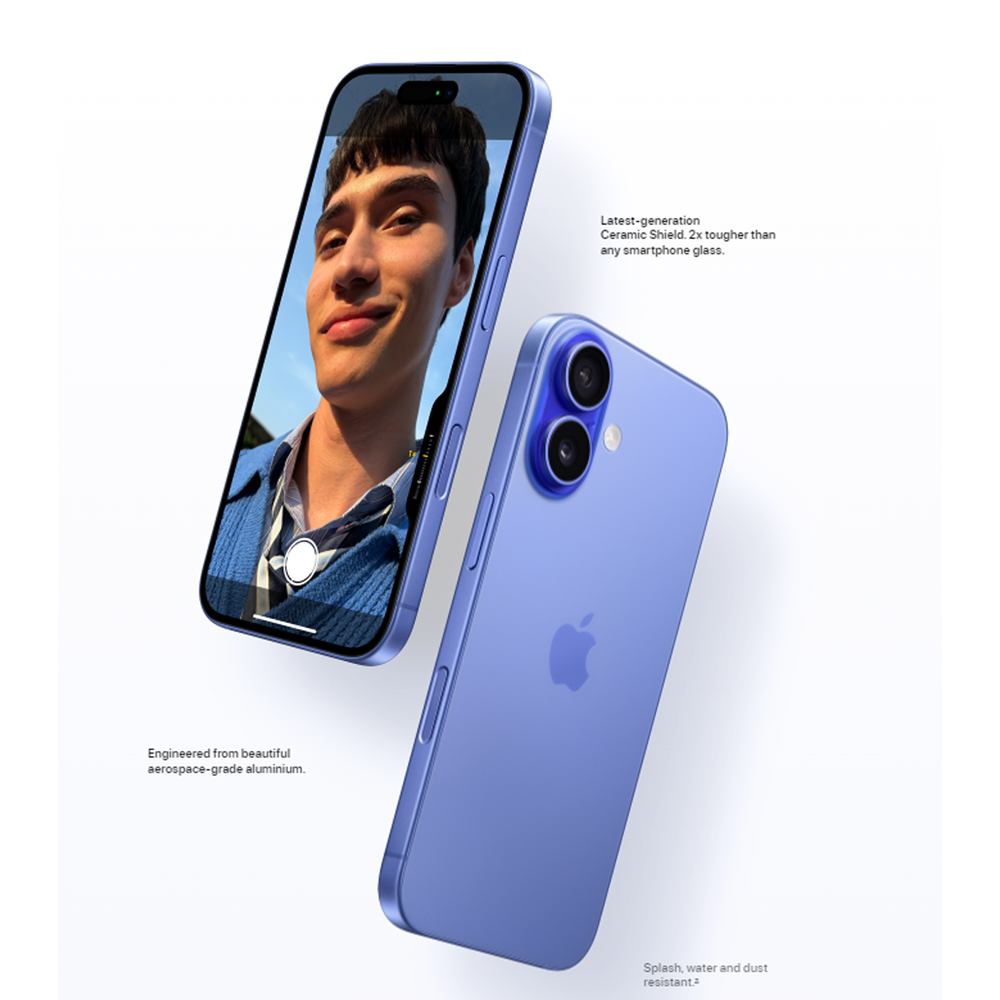 Apple iPhone 16 | 6.1" Super Retina XDR OLED | 48 MP Main Camera | Apple A18 (3 nm) | USB Type-C 2.0, DisplayPort | Stereo Speakers Sound | Smartphone with 1 Year Warranty