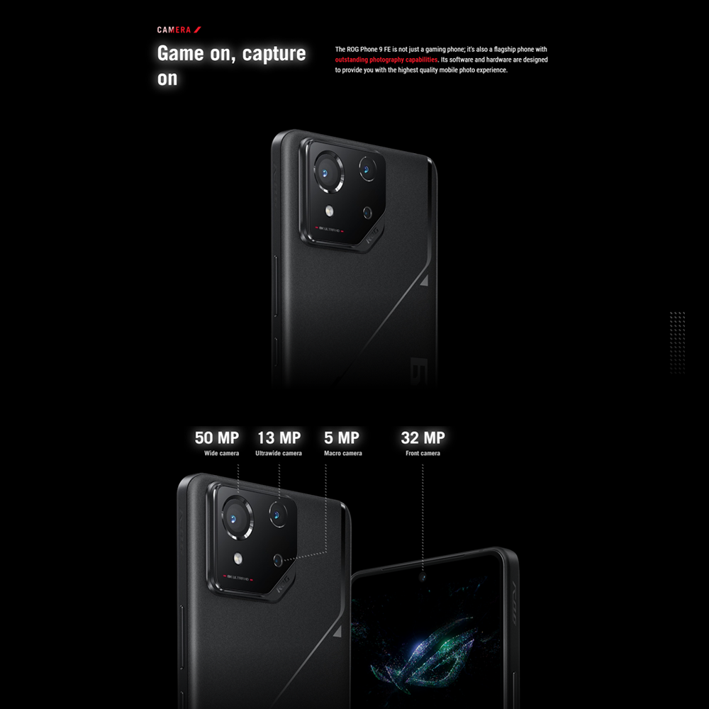 ASUS ROG Phone 9 FE 12GB+256GB | Qualcomm SM8650-AB Snapdragon 8 Gen 3 (4 nm) | 6.78 inch, LTPO AMOLED | 50MP Main Camera | Li-Po 5500 mAh, Fast charging 65W