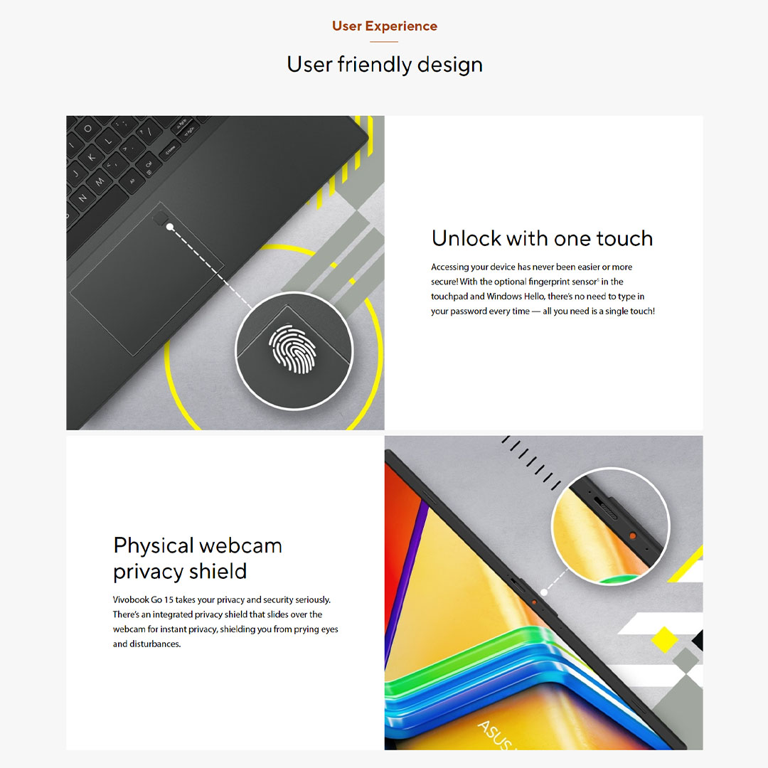 ASUS Vivobook Go 15 Laptop E1504F-ANJ466WS (8GB+512GB SSD) | Up to AMD Ryzen™ 5 7520U Mobile Processor | ASUS WiFi Master | 180° hinge for diverse usage | Laptop with 2 Year Warranty