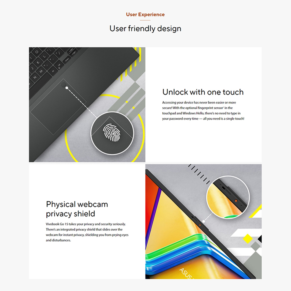 ASUS Vivobook Go 15  Laptop E1504F-ANJ468WS | ASUS Webcam Shield | ASUS AI Noise Cancelation | ASUS WiFi Master | 2  Year General Warranty