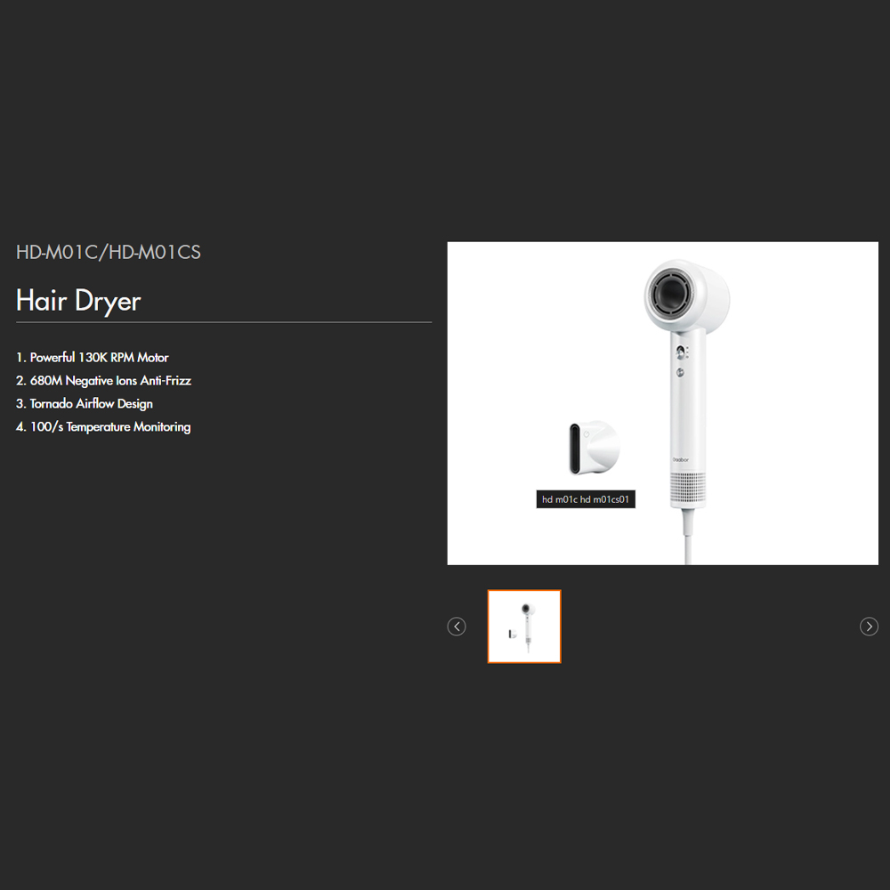 Gaabor 1400W Ultra High Speed Hair Dryer HD-M01A / HD-M01B / HD-M01C |  3-Heat Setting | With Cool Shot Function | 2-speed Control | 1  Year General Warranty