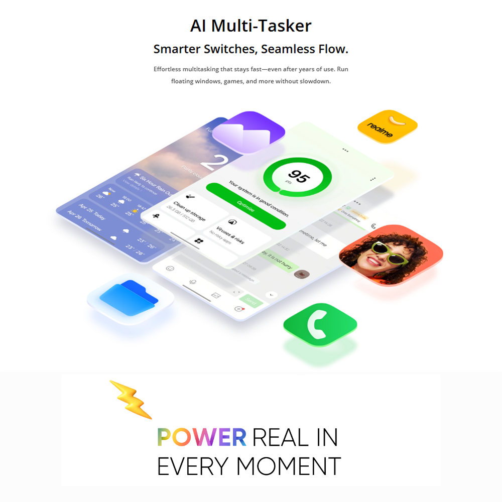 realme 15 5G 12GB+256GB | 50MP Camera | 6.8 inches, OLED | 7000mAh | Mediatek Dimensity 7300+ (4 nm) | Android 15, Realme UI 6.0