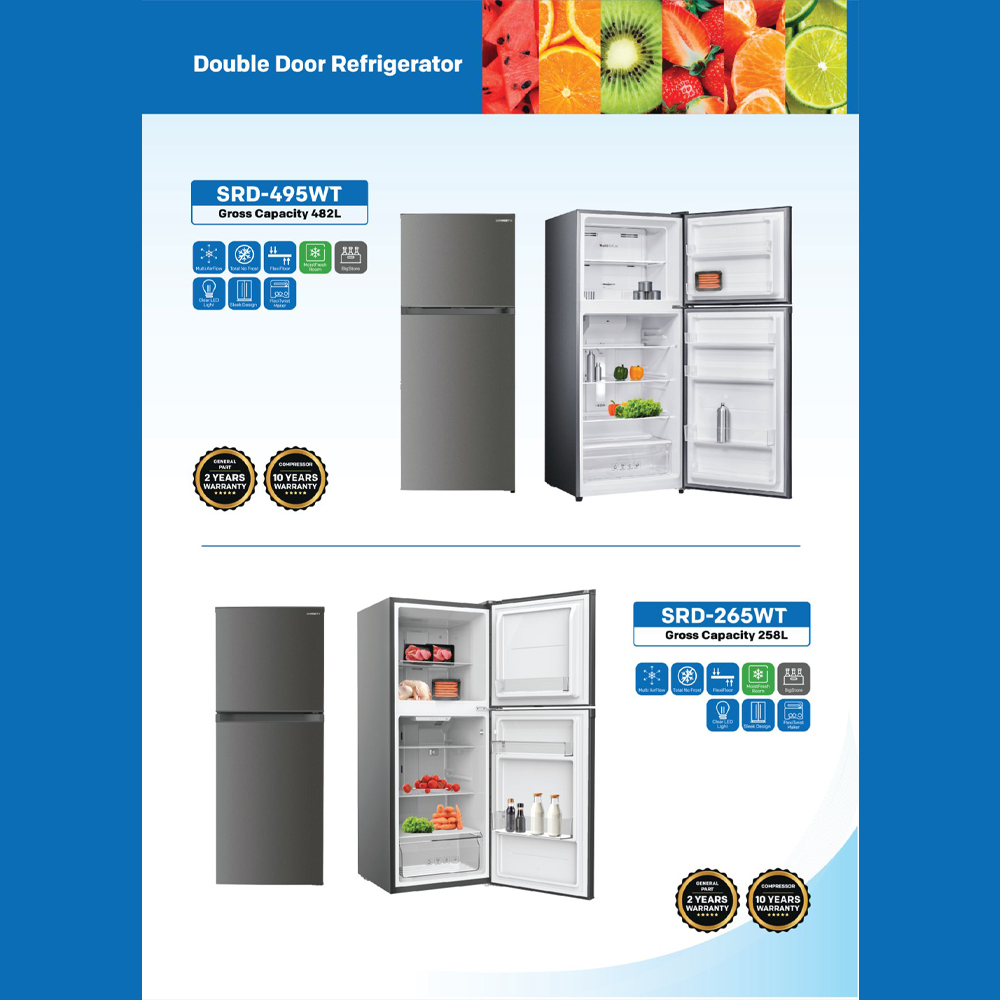 SKYWORTH 556L Side by Side ProSilent Inverter Refrigerator SBS-501WP / SBS-501WPGE | Multi Flow | Nano Ag+ Filter