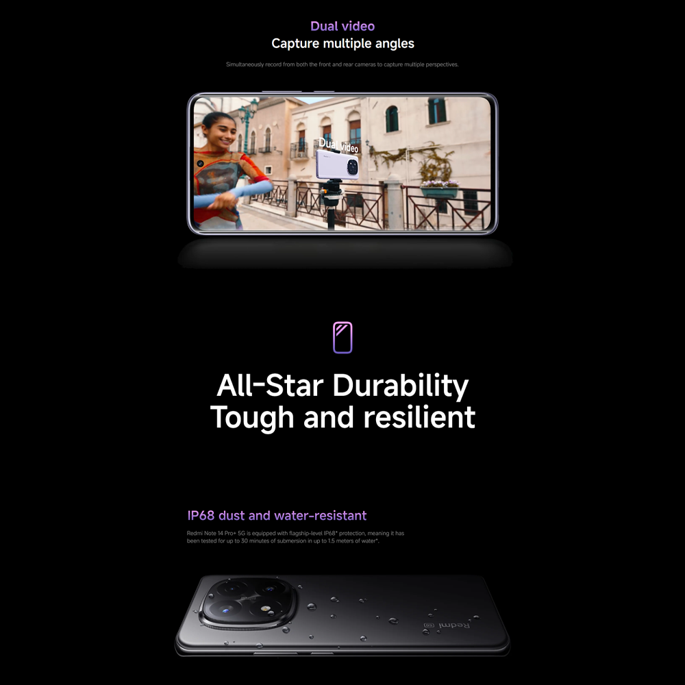 Xiaomi Redmi Note 14 Pro+ 5G | 200MP AI camera | All-Star Durability | Snapdragon® 7s Gen 3 | 120W HyperCharge