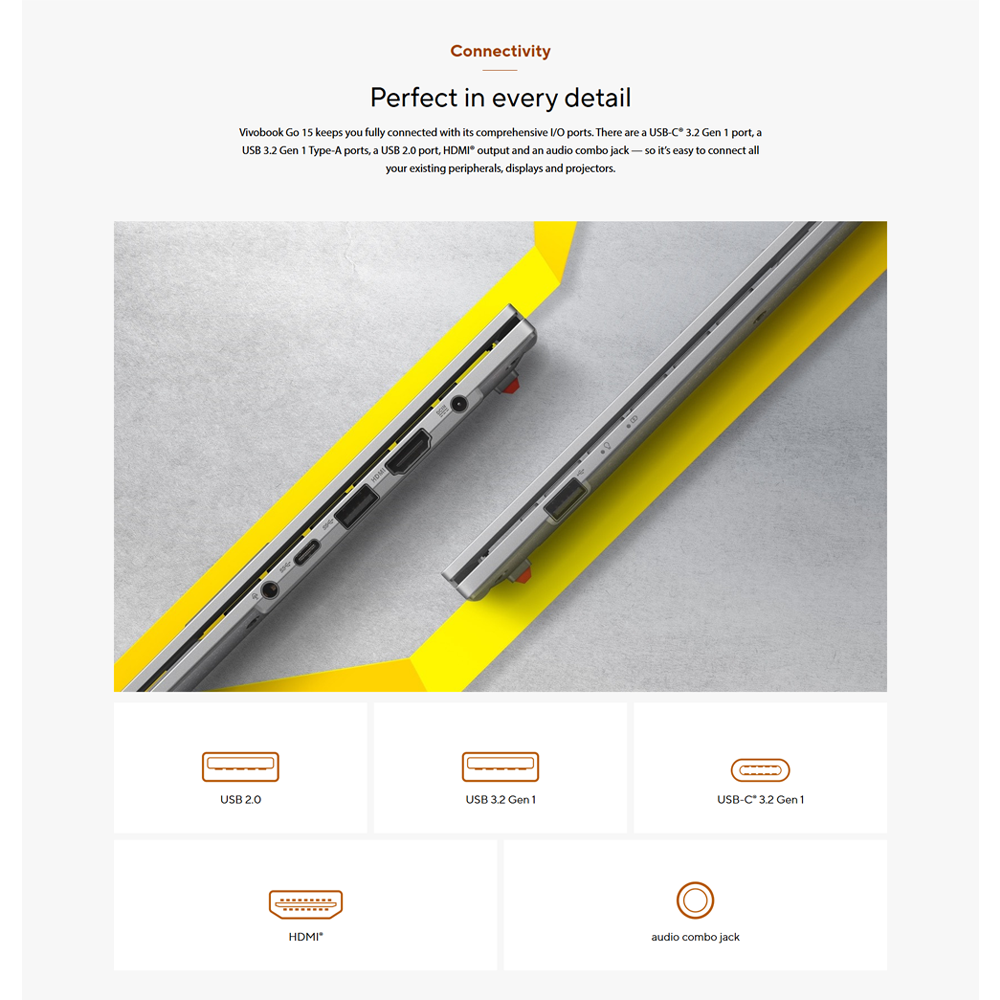 ASUS Vivobook Go 15 Laptop E1504F-ANJ871WS | 8GB+512GB SSD | AMD Ryzen 3 7320U Processor 2.4GHz | 15.6-inch