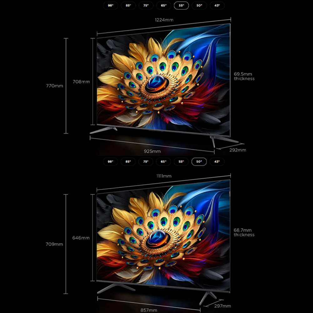 TCL 50" 55" 65" 75" 85" 98" C655 4K UHD QLED Google TV 50C655 55C655 65C655 75C655 85C655 98C655