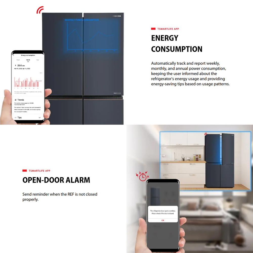 TOSHIBA 820L NaturePURE Multi Doors Origin Inverter Refrigerator GR-RF900WI-PMY(06) | NaturePURE | Roomy Storage | Extra Fresh