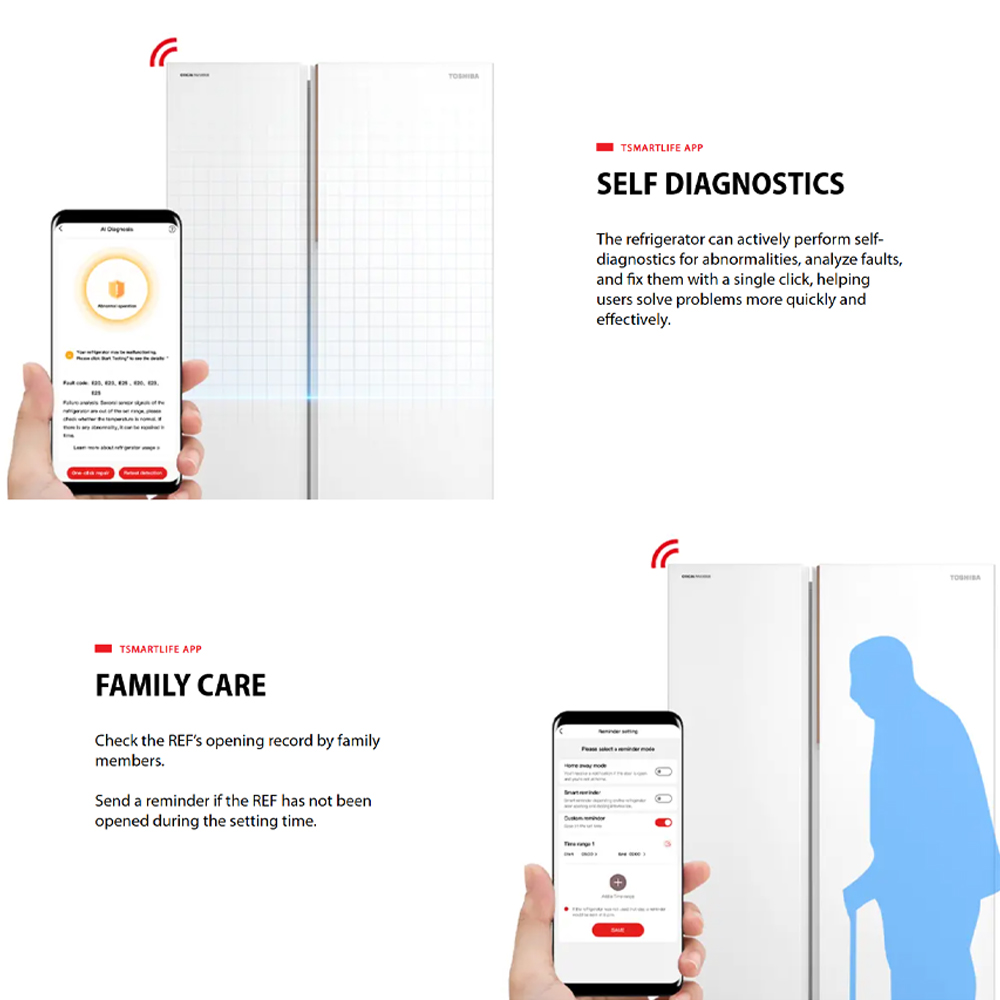 TOSHIBA 820L Side by Side Origin Inverter PureAIR Turbo Refrigerator Fuji GR-RS905WIA-PGY(67) | NaturePURE | Roomy Storage | Extra Chill