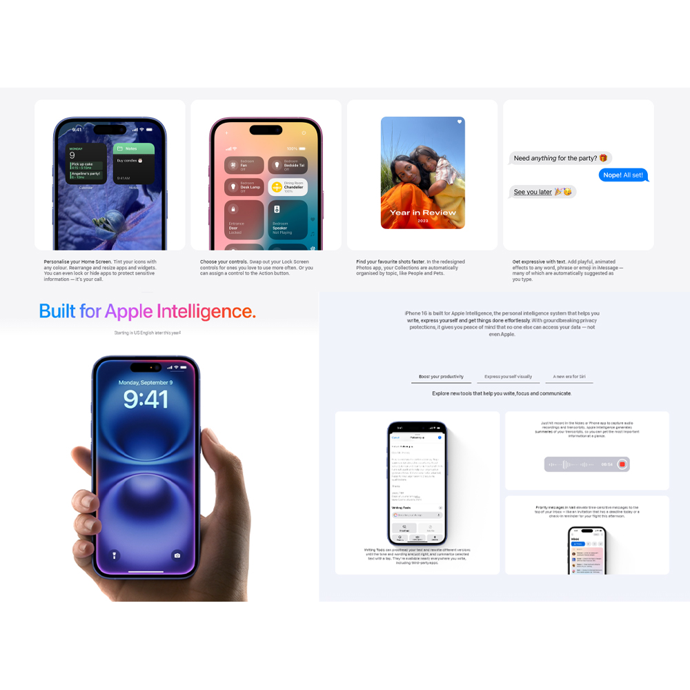 Apple iPhone 16 | 6.1" Super Retina XDR OLED | 48 MP Main Camera | Apple A18 (3 nm) | USB Type-C 2.0, DisplayPort | Stereo Speakers Sound | Smartphone with 1 Year Warranty