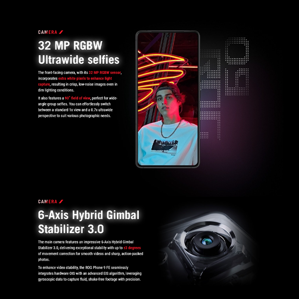 ASUS ROG Phone 9 FE 12GB+256GB | Qualcomm SM8650-AB Snapdragon 8 Gen 3 (4 nm) | 6.78 inch, LTPO AMOLED | 50MP Main Camera | Li-Po 5500 mAh, Fast charging 65W