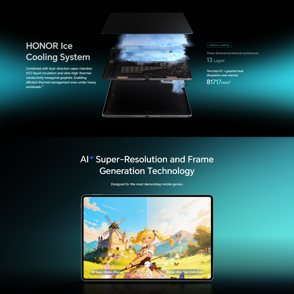 HONOR MagicPad4 16GB+512GB / 12GB+256GB |  (Support 5 gears, 165Hz/144Hz/120Hz/90Hz/60Hz) | Snapdragon® 8 Gen 5 | 10100 mAh 