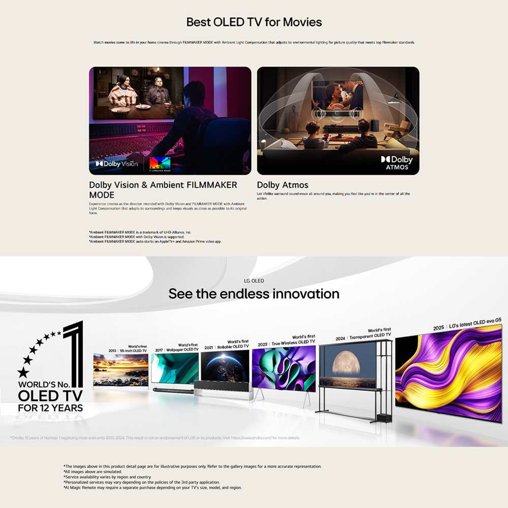 LG 48"/55"/65"/77"/83" 4K UHD OLED evo AI C5 Smart TV OLED48C5PSA|OLED55C5PSA|OLED65C5PSA|OLED77C5PSA|OLED83C5PSA | AI Processor 4K Gen8 | Dolby Vision / HDR10 / HLG