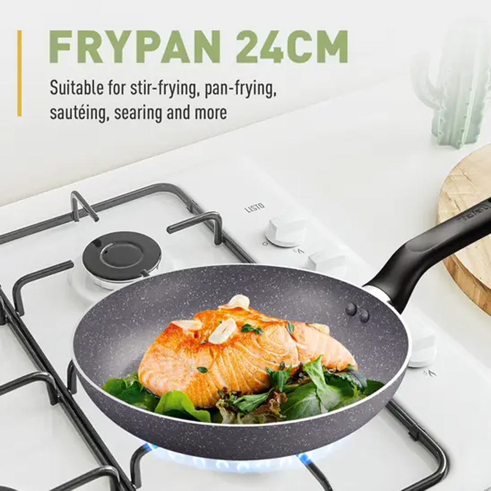 Tefal Natura 5-Piece Cookware Set B226S595 | Perfect Searing Thermo-Signal | Naturally Resistant Mineralia Coating | Safe Non-Stick