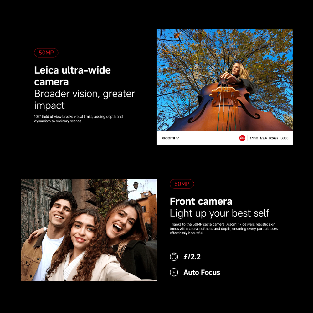 Xiaomi 17 12GB+512GB/12GB+256GB | 6.3", LTPO AMOLED | 50MP Rear Camera | Qualcomm SM8850-AC Snapdragon 8 Elite Gen 5 (3 nm) | Li-Po 6330mAh