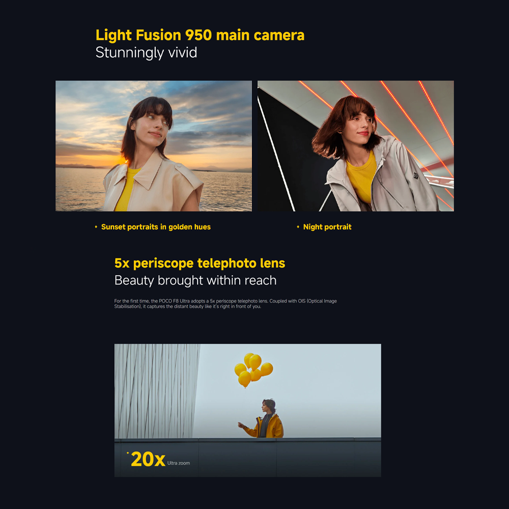 Xiaomi POCO F8 Ultra | 6500mAh battery | Snapdragon® 8 Elite Gen 5 | 50MP Light Fusion 950 with OIS | 6.9" 120Hz POCO HyperRGB AMOLED