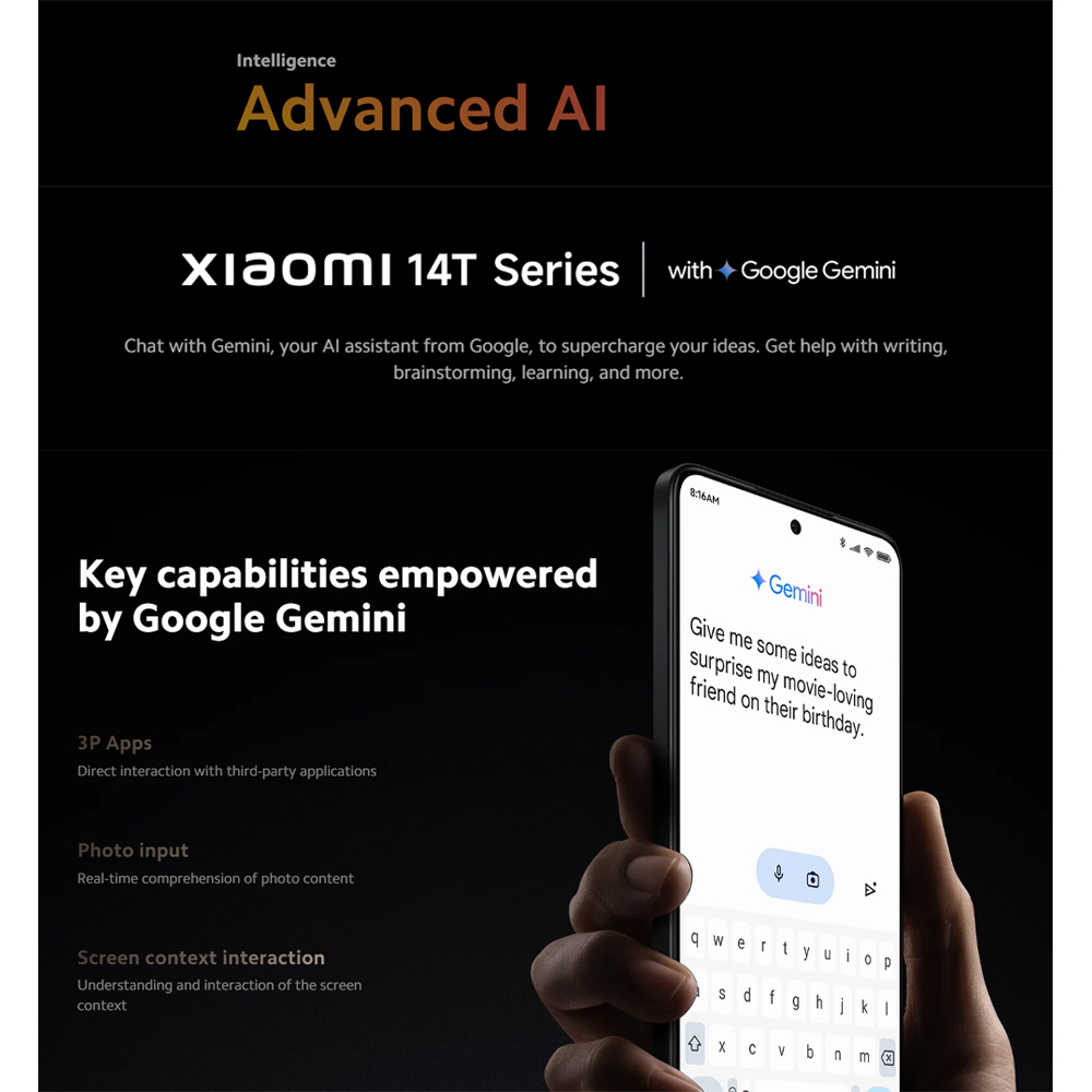 Xiaomi 14T 12GB + 256GB/512GB | 6.67", AMOLED | Mediatek Dimensity 8300 Ultra (4 nm) | 67W turbo charging