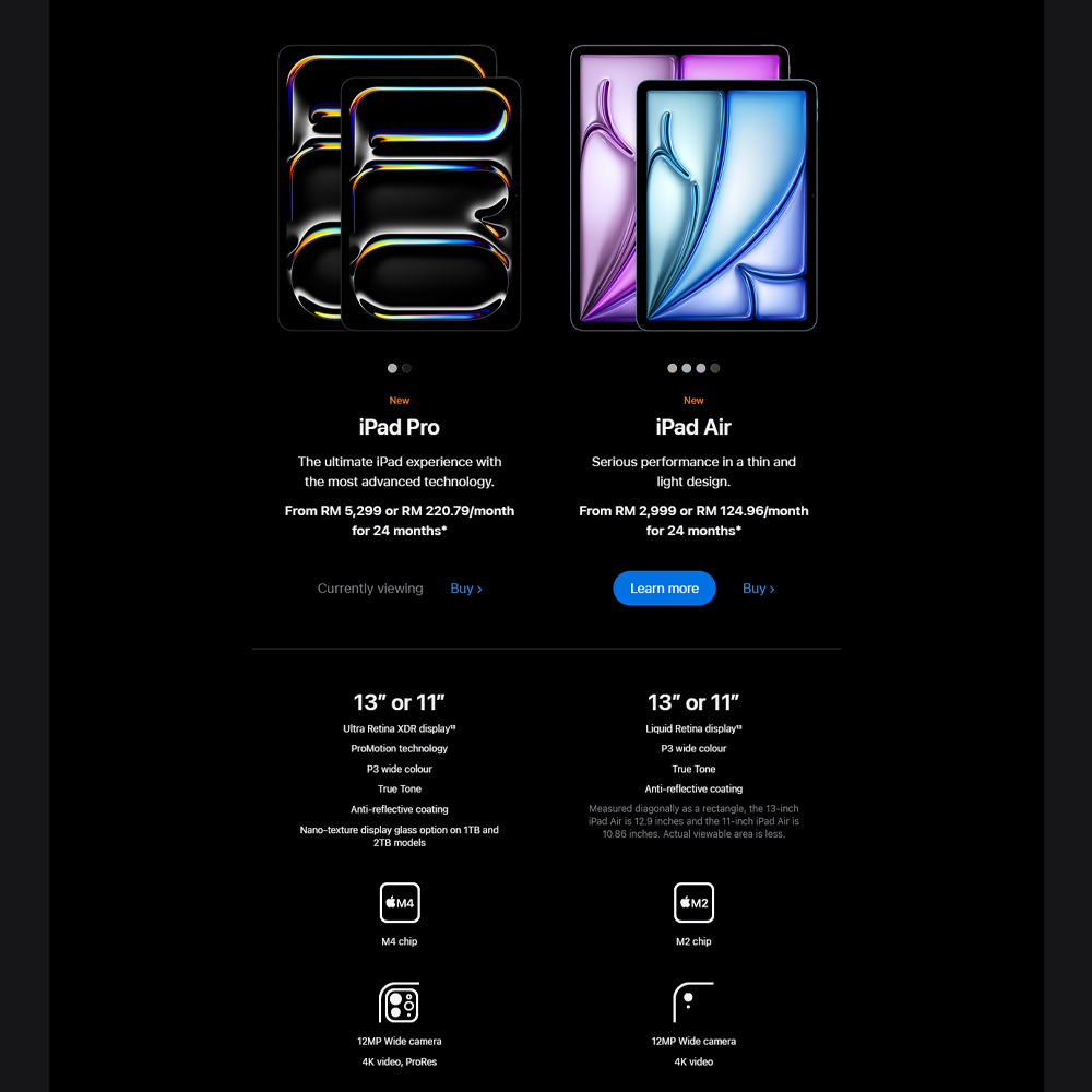 Apple iPad Pro 13-inch (4th generation) Wi-Fi + Cellular 2024 16GB+2TB / 16GB+1TB / 8GB+512GB / 8GB+256GB | All-new pro design | Ultra Retina XDR | All-new Apple Pencil Pro |  1  Year General Warranty