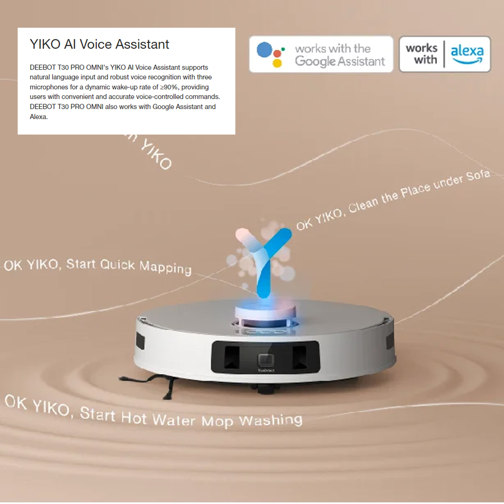 Ecovacs 11000Pa DEEBOT PRO OMNI T30 | Mini OMNI Station | Stylish Appearance | TruEdge Adaptive Edge Mopping