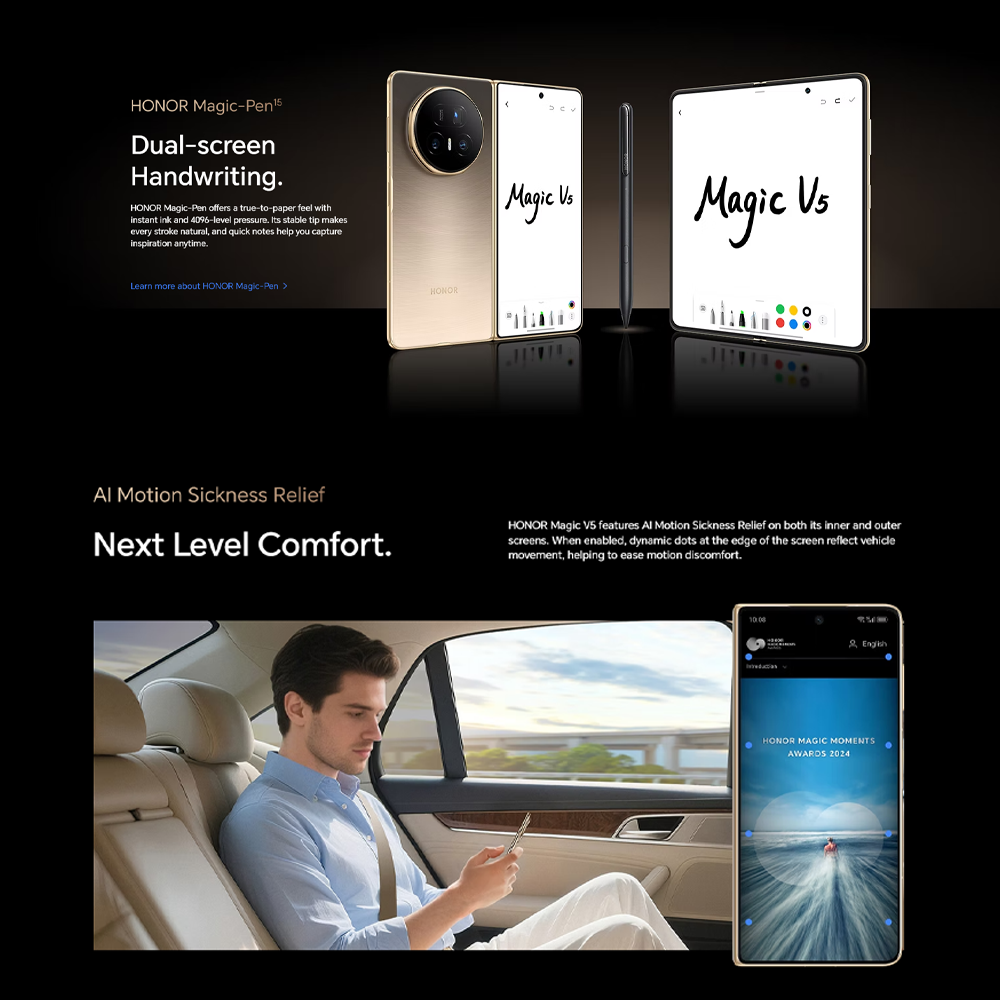 HONOR Magic V5 | 5,820mAh Silicon-Carbon Battery | AI-Powered Features | Falcon Camera System | Snapdragon 8 Elite