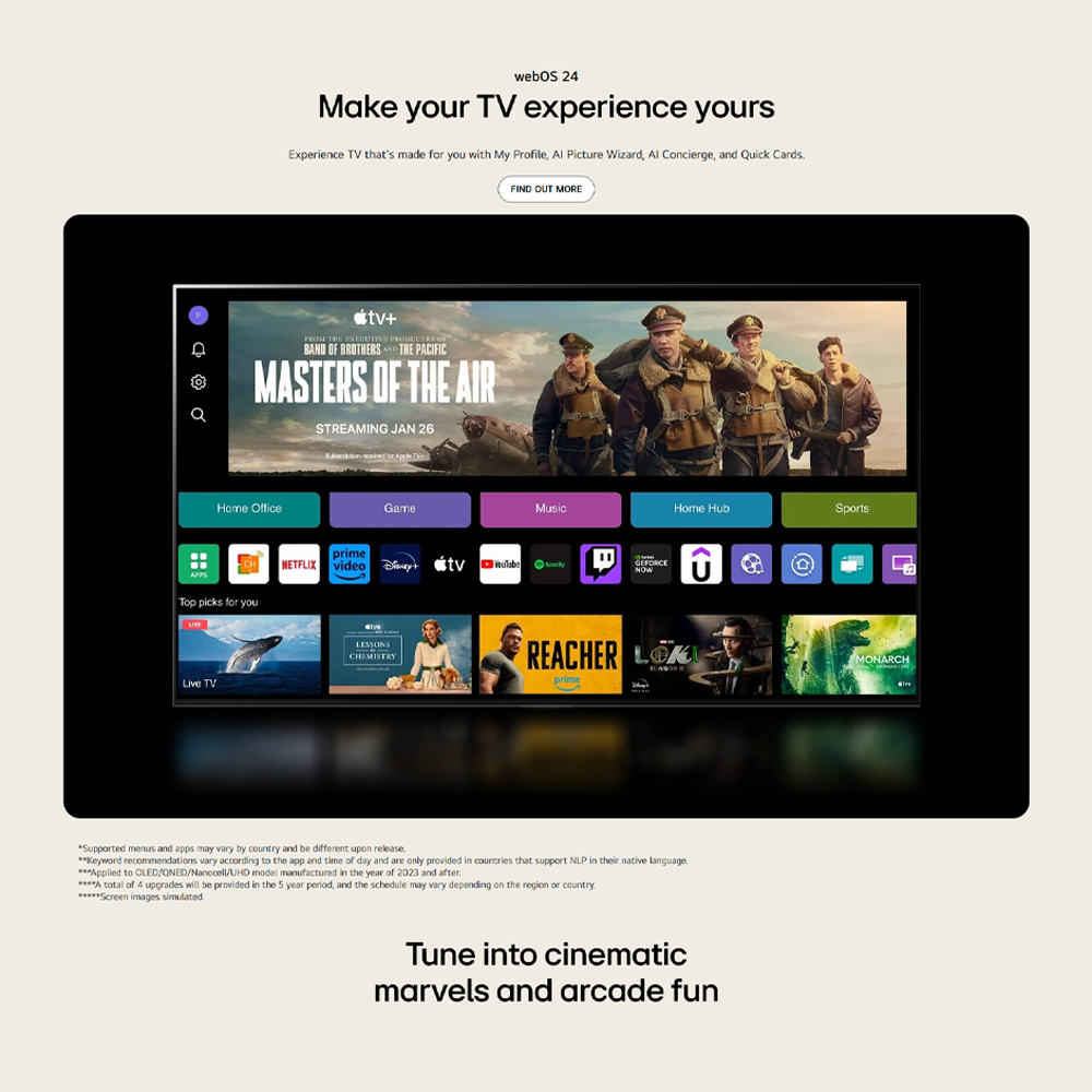 LG 65" C4 4K UHD OLED evo AI Smart TV OLED65C4PSA | Ultra Slim | webOS Re:New Program | olby Atmos® and Dolby Vision®