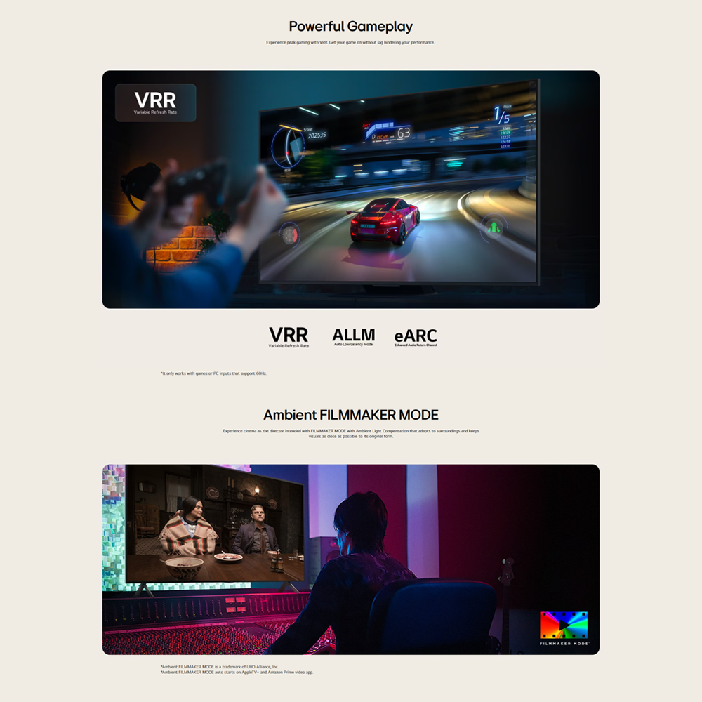 LG 55" / 65"/ 75" / 86" 4K UHD QNED AI QNED70 Smart TV |