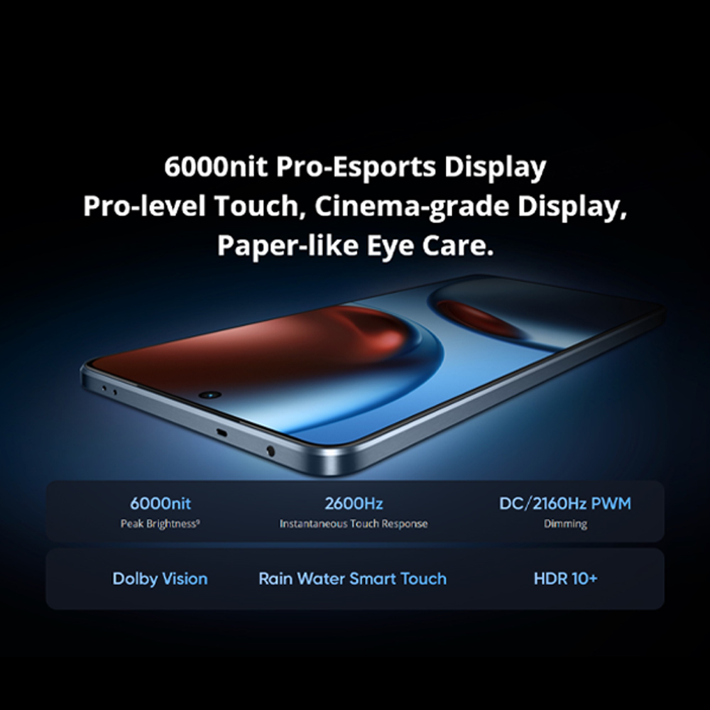 realme GT 7 12GB+512GB | 6.78 inches, LTPO AMOLED | 50MP Rear Camera | Mediatek Dimensity 9400e (4 nm) | 1264 x 2780 pixels | Li-Po 7000mAh, 120W wired