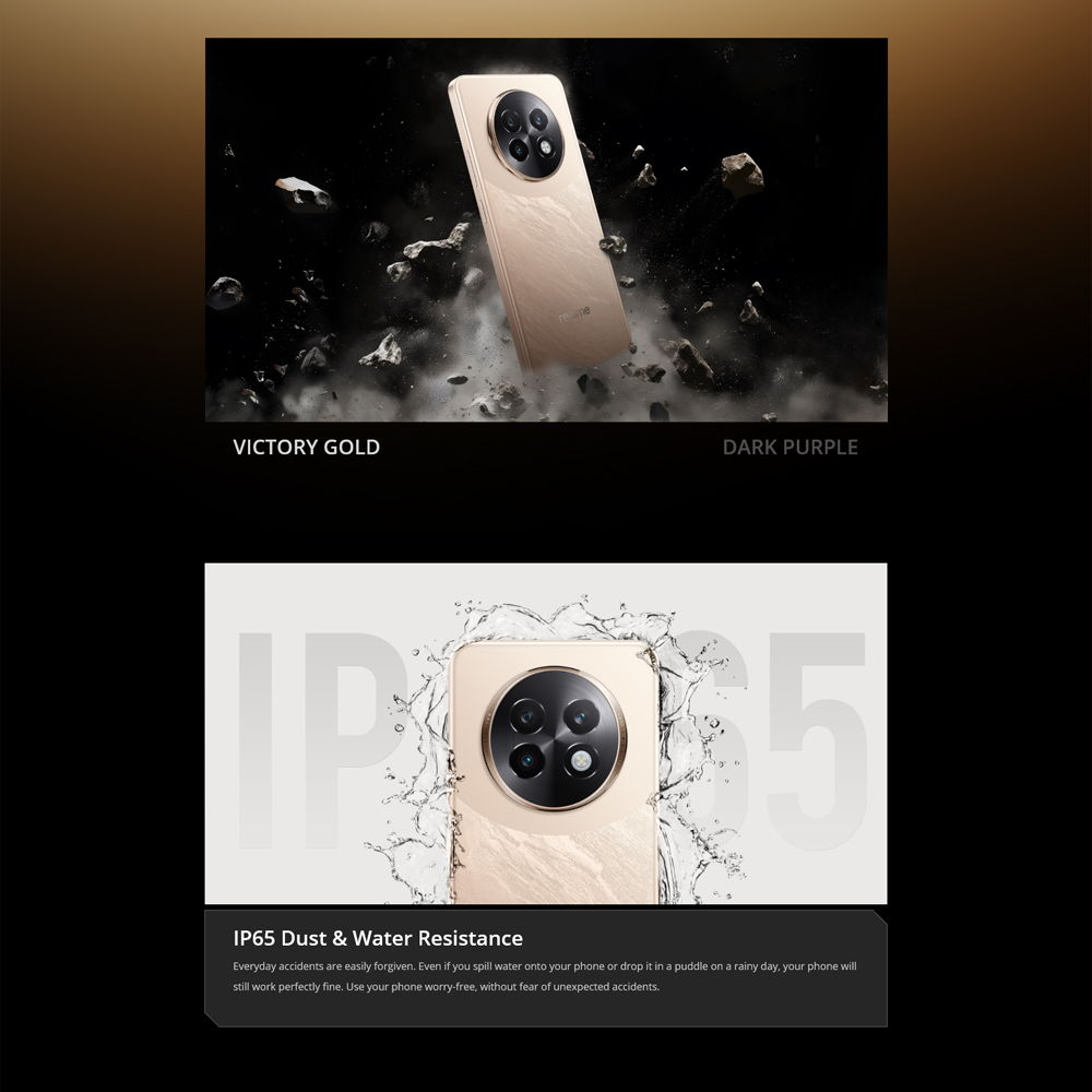realme 13+ 5G 12GB+256GB/ 12GB+512GB | Android 14, Realme UI 5.0 | MediaTek Dimensity 6300 5G | 5000mAh, 80W Ultra Charge