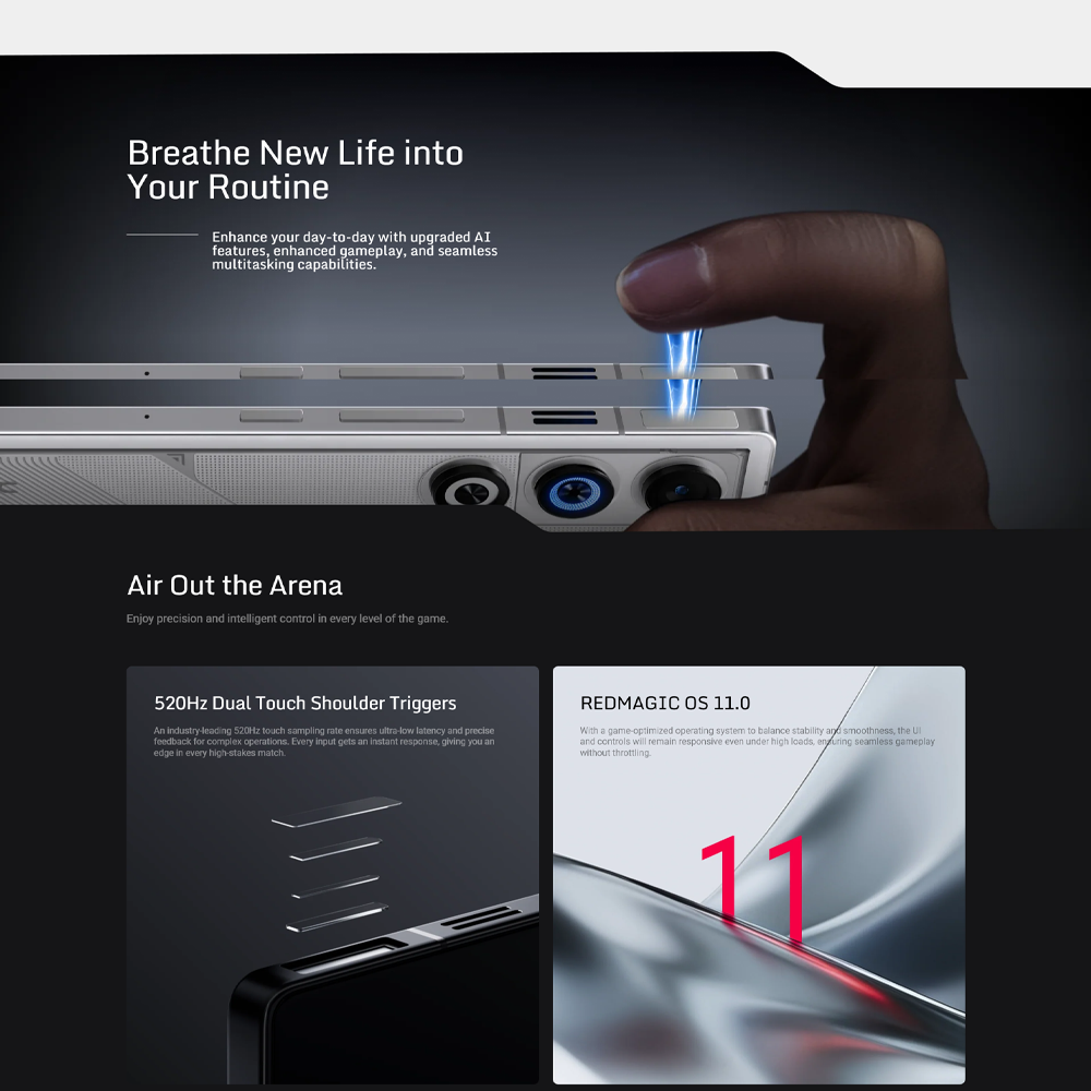 REDMAGIC 11 Air 12GB+256GB / 16GB+512GB |  Snapdragon 8 Elite | 7,000mAh | 144Hz full-screen display and ultra-responsive 520Hz shoulder triggers
