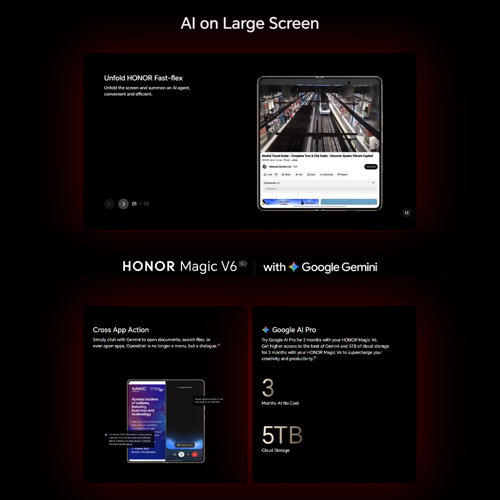 HONOR Magic V6  16GB+512GB / 16GB+1TB |Qualcomm Snapdragon® 8 Elite Gen 5 | 80W + 66W Dual SuperCharge |  IP68 & IP69