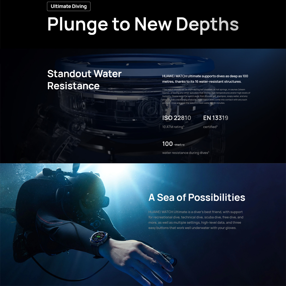 Huawei Watch Ultimate HNBR/ Titanium Strap | Liquid Metal Material | Pro-level Sports | Bluetooth Calling