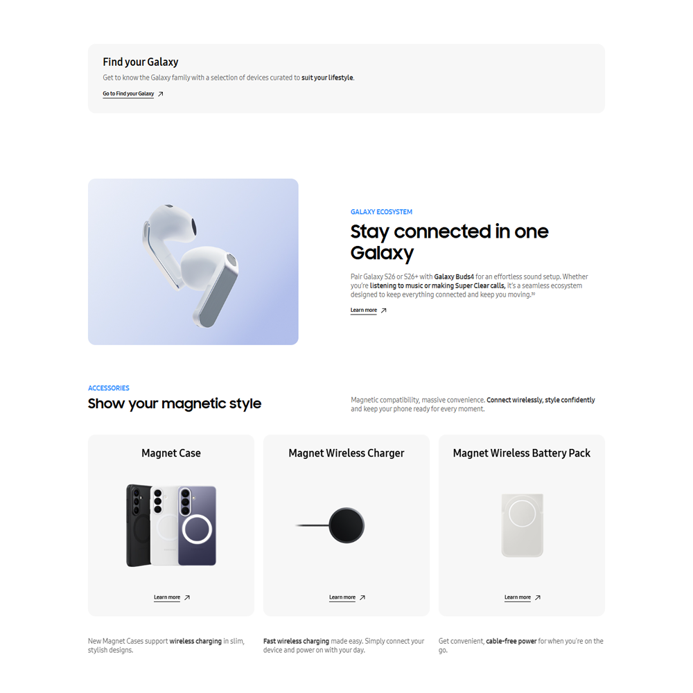 SAMSUNG Galaxy S26+ 12GB+256GB/12GB+512GB | 6.7 inches, Dynamic LTPO AMOLED 2X | 50MP Rear Camera | Exynos 2600 (2 nm) | Dual SIM | Li-Ion 4900 mAh, 45W wired