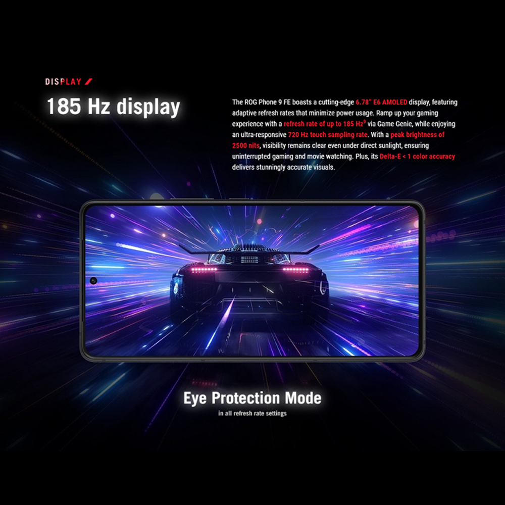 ASUS ROG Phone 9 FE 12GB+256GB | Qualcomm SM8650-AB Snapdragon 8 Gen 3 (4 nm) | 6.78 inch, LTPO AMOLED | 50MP Main Camera | Li-Po 5500 mAh, Fast charging 65W