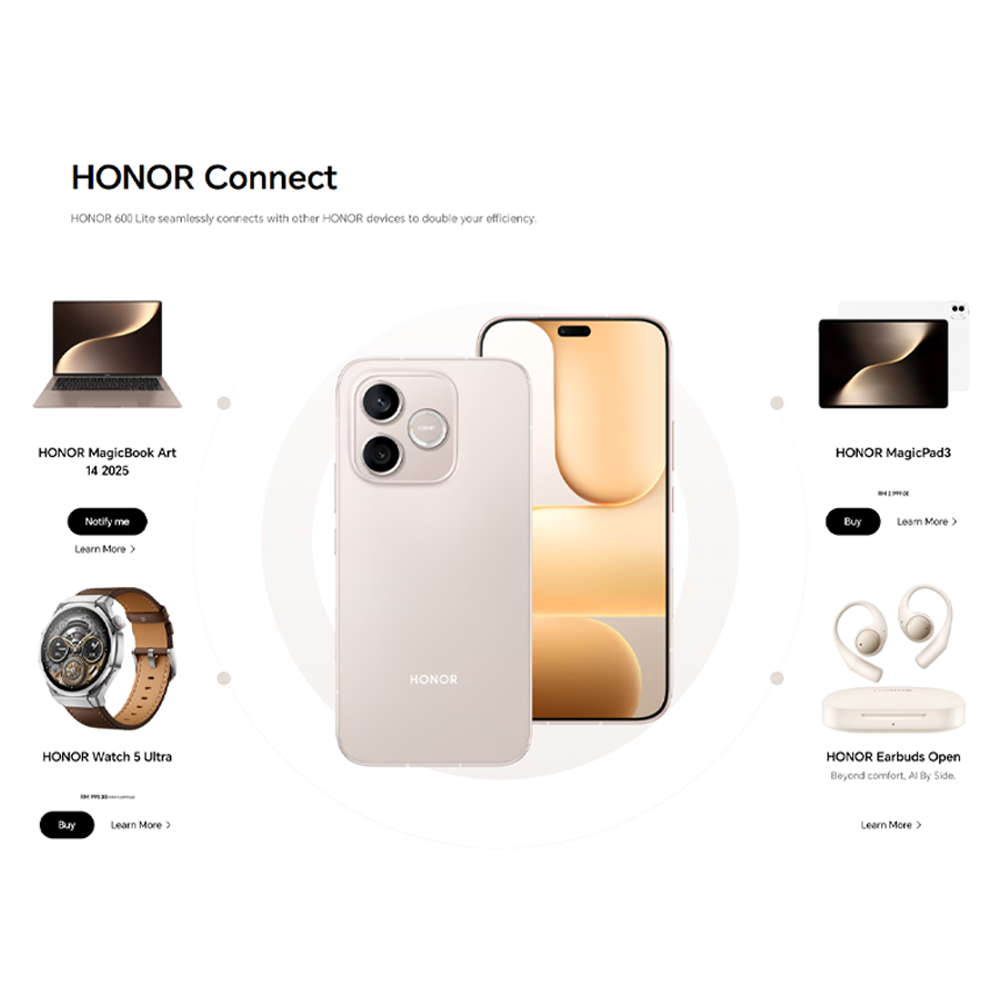HONOR 600 Lite 12GB+256GB | 6.6 inch, AMOLED | 108MP Rear Camera | Mediatek Dimensity 7100 Elite (6 nm) | Android 16, MagicOS 10 | Li-Po 6520 mAh