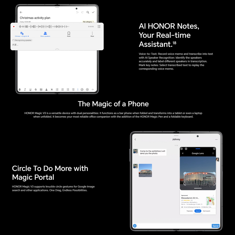 HONOR Magic V3 12GB+12GBGB+512GB | MagicOS 8.0.1 | 7.92 inch, Foldable OLED | Dual SIM