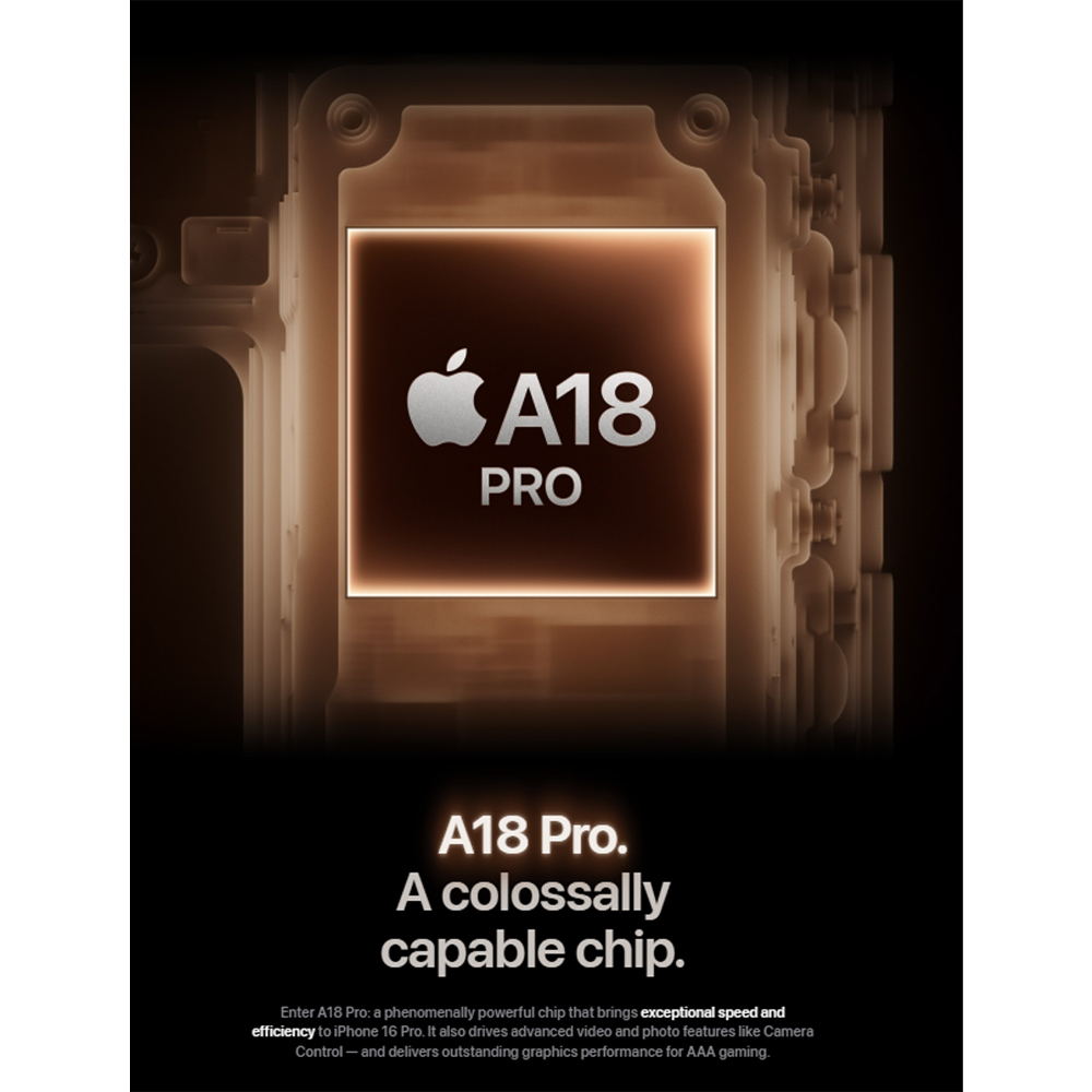 Apple iPhone 16 Pro | 6.3" LTPO Super Retina XDR OLED | 48 MP Main Camera | Apple A18 Pro (3 nm) | USB Type-C 3.2 Gen 2, DisplayPort | Stereo Speakers Sound | Smartphone with 1 Year Warranty