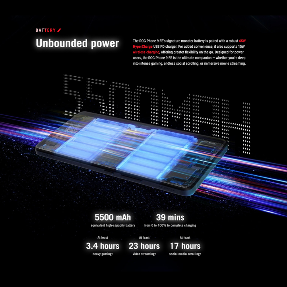 ASUS ROG Phone 9 FE 12GB+256GB | Qualcomm SM8650-AB Snapdragon 8 Gen 3 (4 nm) | 6.78 inch, LTPO AMOLED | 50MP Main Camera | Li-Po 5500 mAh, Fast charging 65W