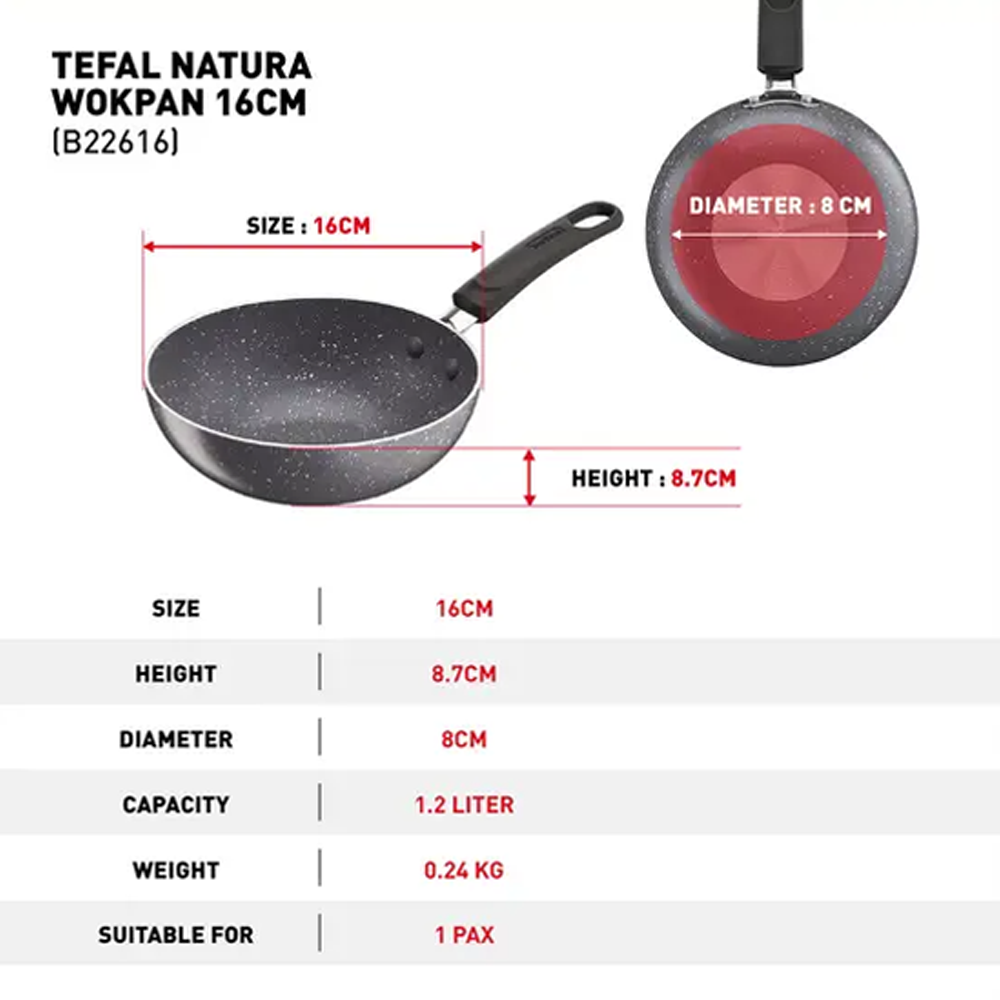 Tefal Natura 5-Piece Cookware Set B226S595 | Perfect Searing Thermo-Signal | Naturally Resistant Mineralia Coating | Safe Non-Stick