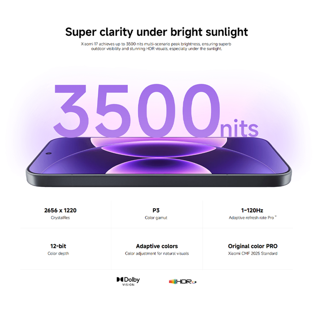 Xiaomi 17 12GB+512GB/12GB+256GB | 6.3", LTPO AMOLED | 50MP Rear Camera | Qualcomm SM8850-AC Snapdragon 8 Elite Gen 5 (3 nm) | Li-Po 6330mAh